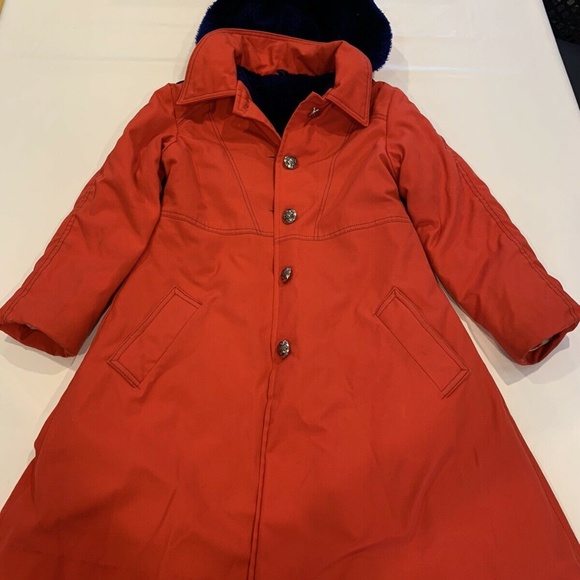 Other - !!!SOLD!!! Vintage 1970s Girls Red Coat with Detachable Button Hood w Drawstring